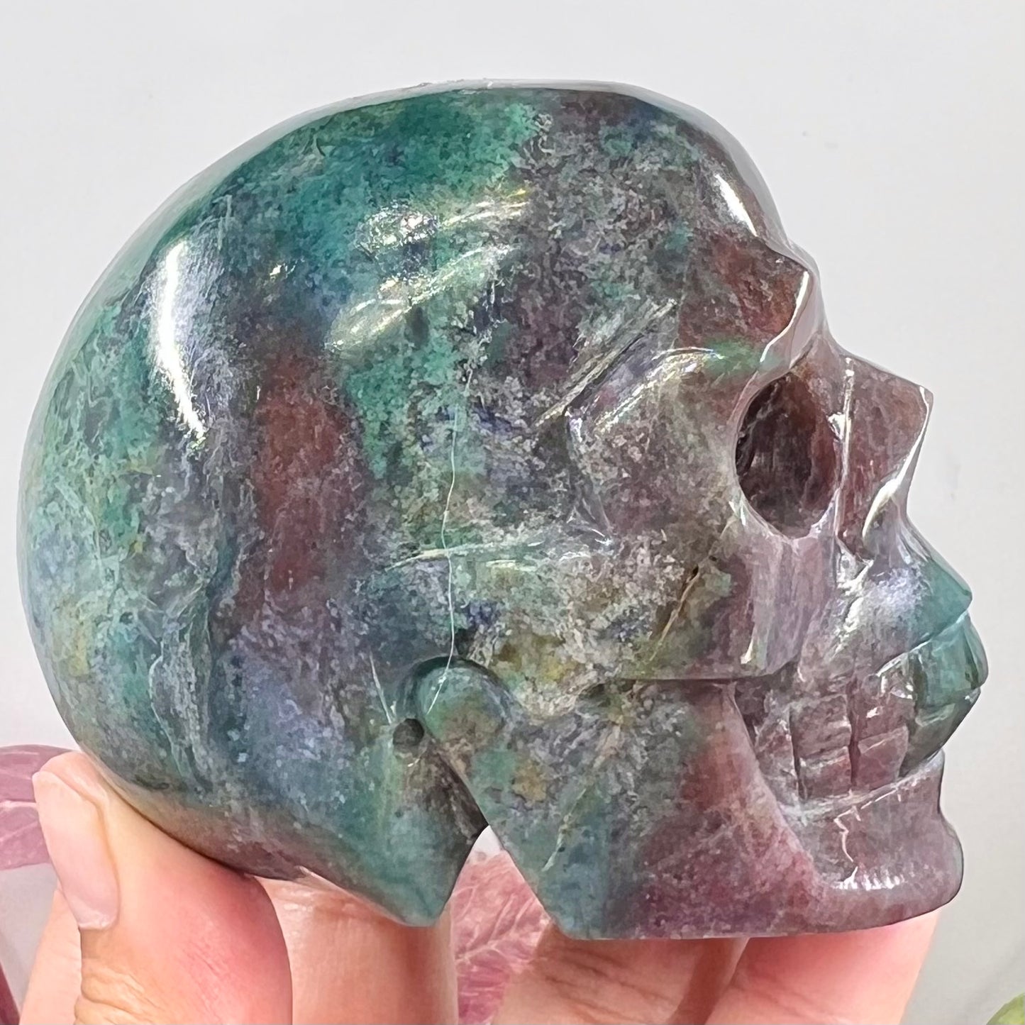 Ocean Sea Jasper Skull Crystal Skull Carving 470g
