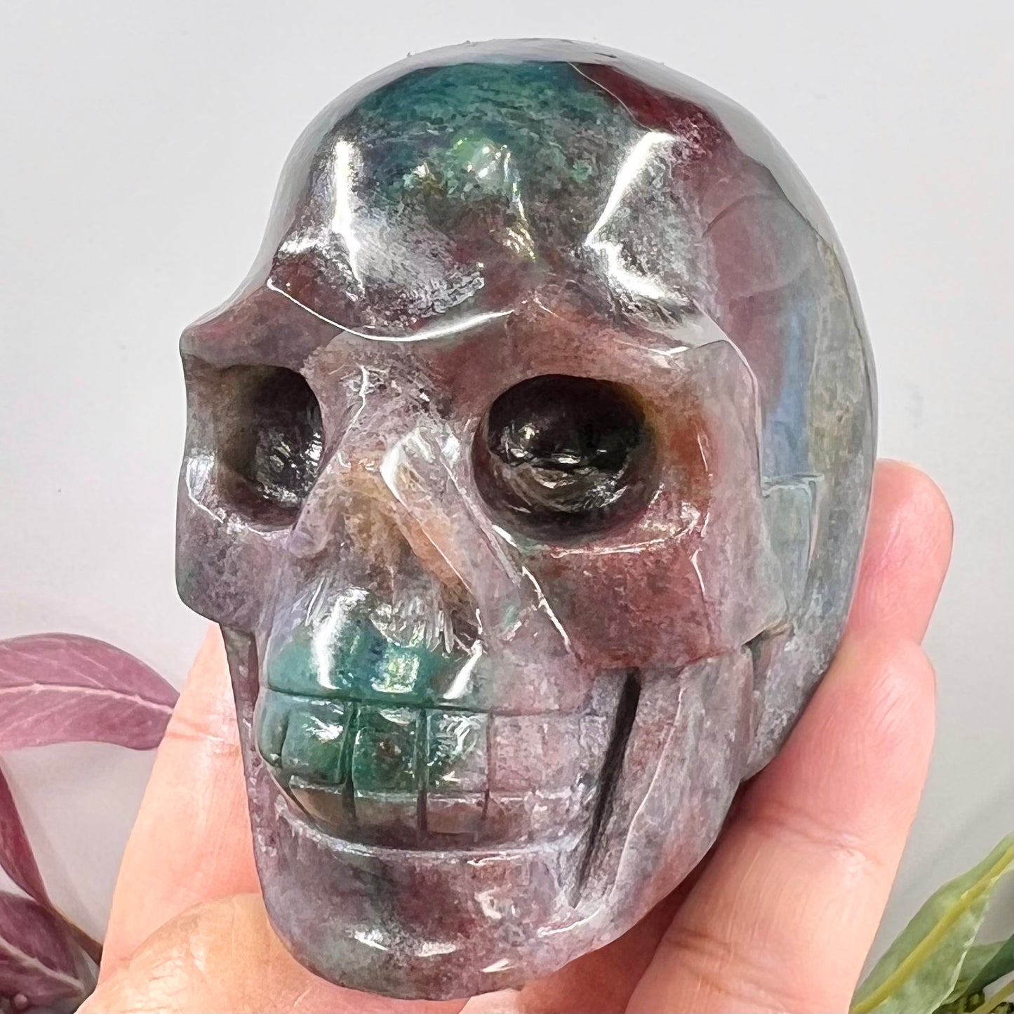 Ocean Sea Jasper Skull Crystal Skull Carving 470g