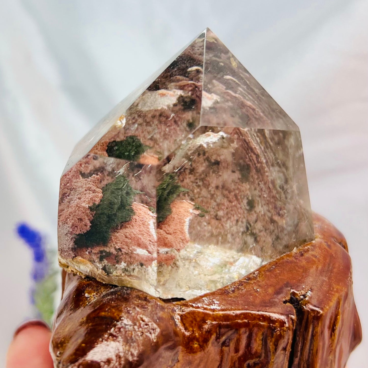 Lodolite Garden Quartz Free Form with Stand Crystal 322g