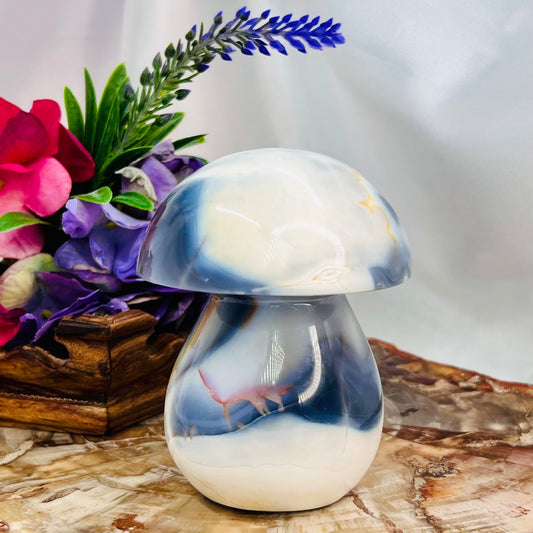 Orca Agate Mushroom Crystal Carving 433g