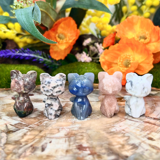 Cats Crystal Kitty Carvings Various Stone Types YOU CHOOSE