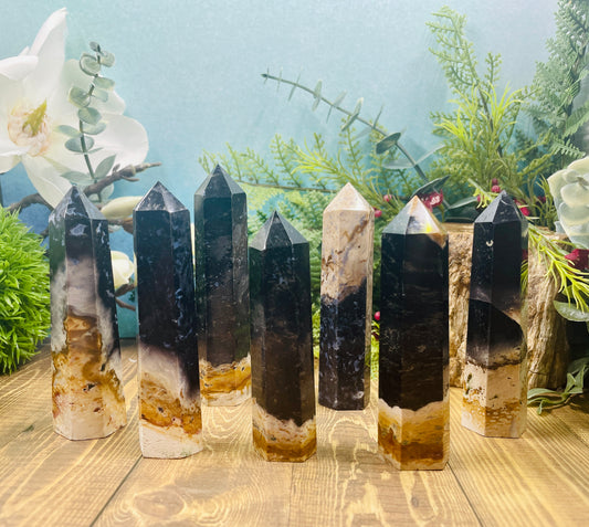 Palm Root Jasper with Pyrite Points Crystal Generators YOU CHOOSE